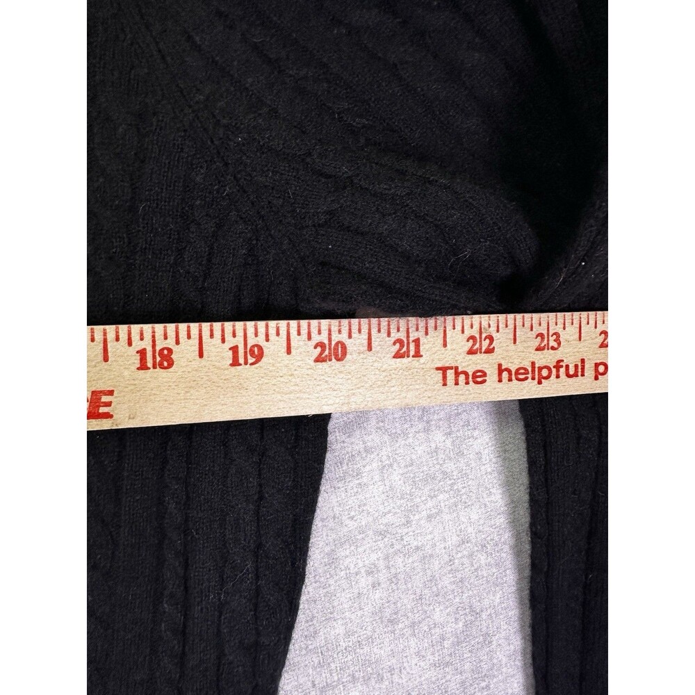 Valerie Stevens Black Cashmere Cable Knit Sweater Top Women Large Round Neck - Picture 4 of 7